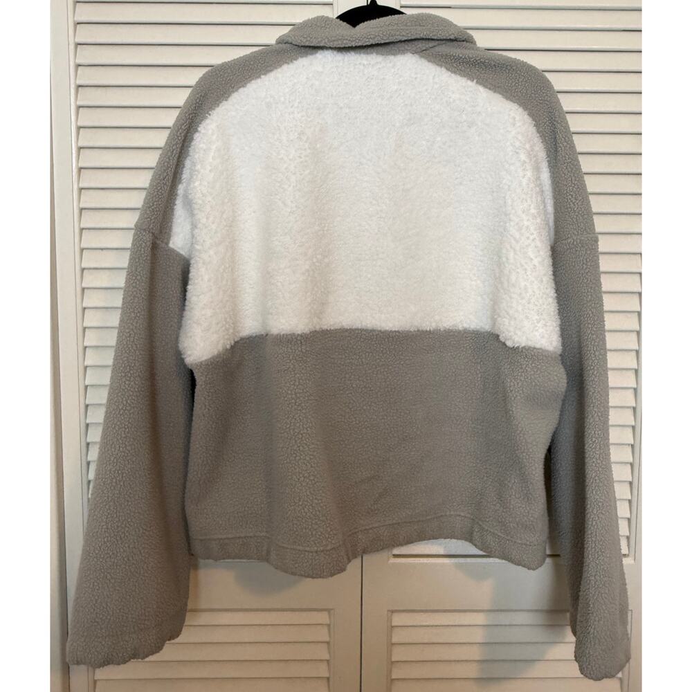 Columbia Gray Sherpa Fleece Quarter Snap Button Pullover Pockets Gorpcore-L - Picture 8 of 9
